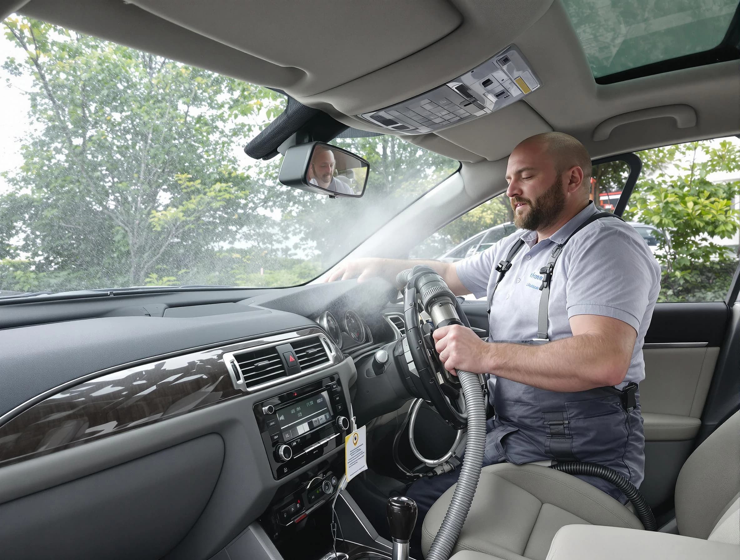 Hampton Air Duct Cleaning specialist performing professional car duct cleaning in Hampton