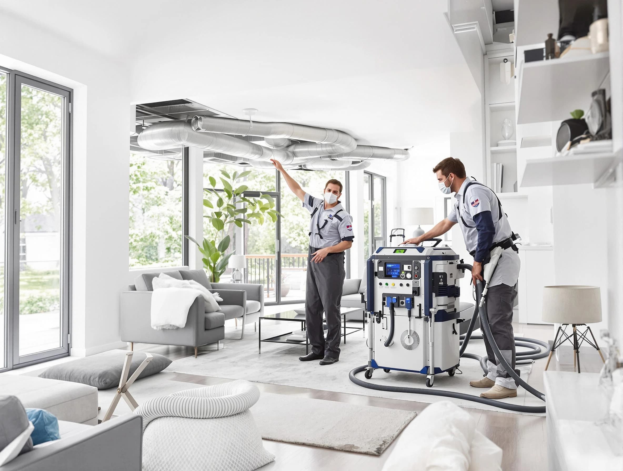 Hampton Air Duct Cleaning professional conducting pure air duct cleaning with state-of-the-art equipment in Hampton