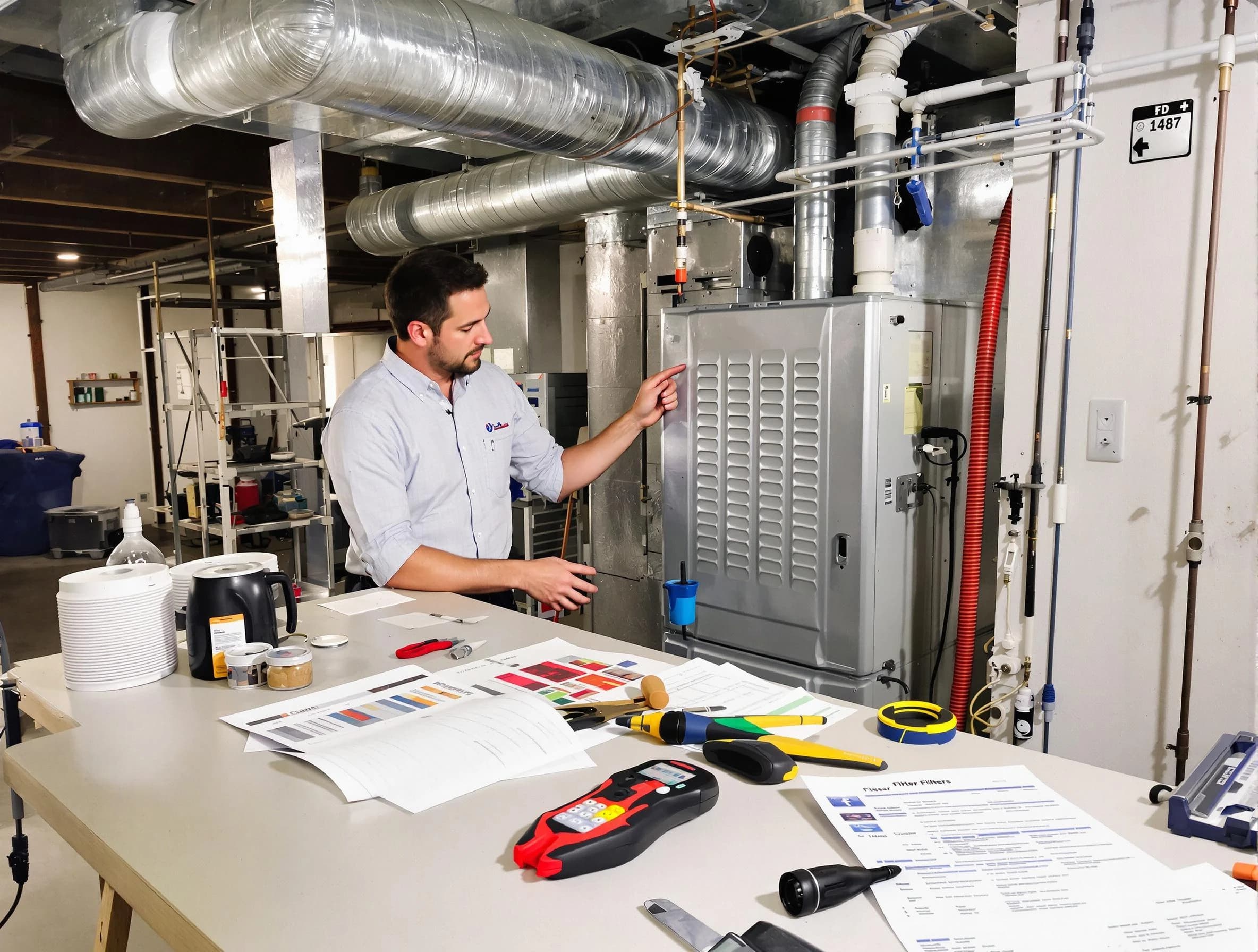 Hampton Air Duct Cleaning inspector conducting detailed filter system evaluation using professional diagnostic tools in Hampton