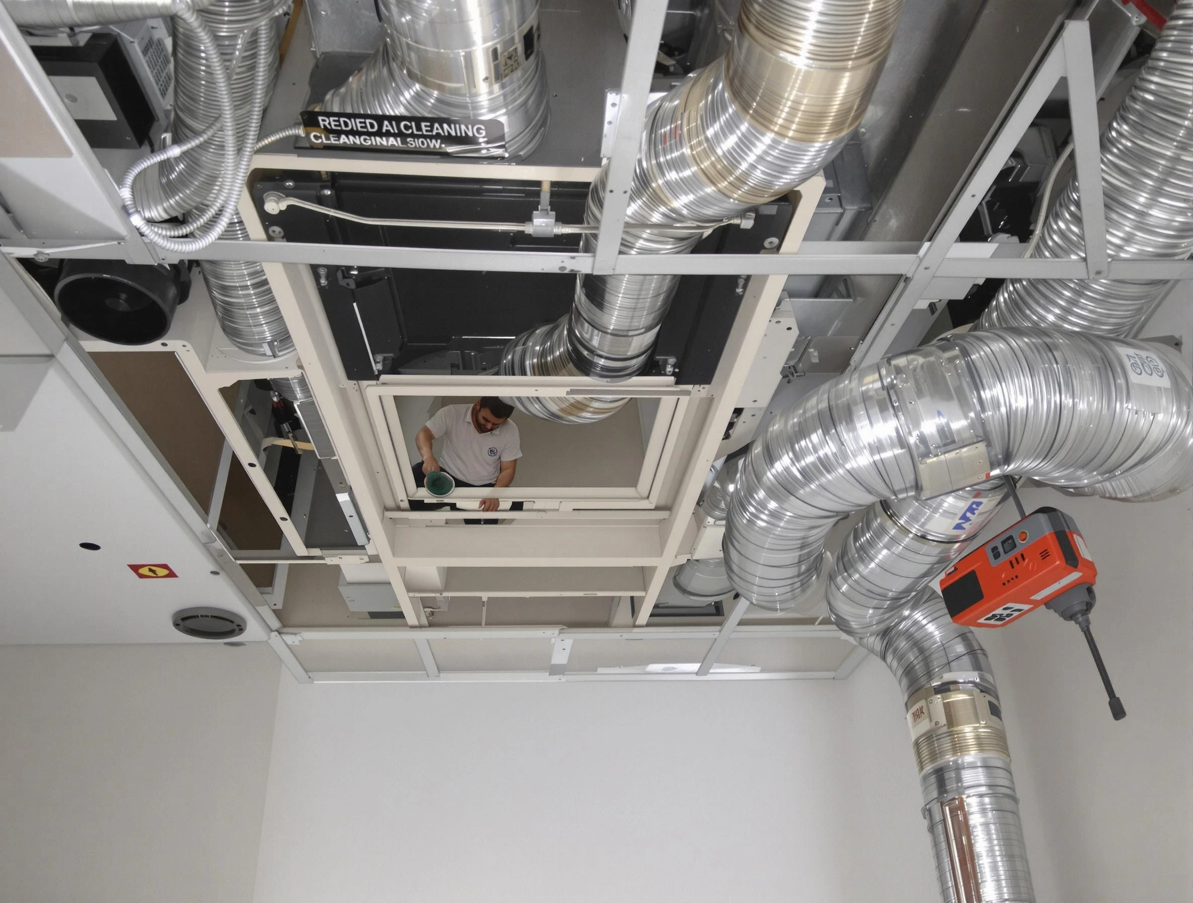 Hampton Air Duct Cleaning technician performing detailed central duct system cleaning in Hampton